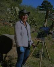 Laura Martinez-Bianco doing Plein Air painting on location
