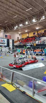 Newton High School robotics team at world competition The team’s robot takes part in a FIRST Robotics Competition.