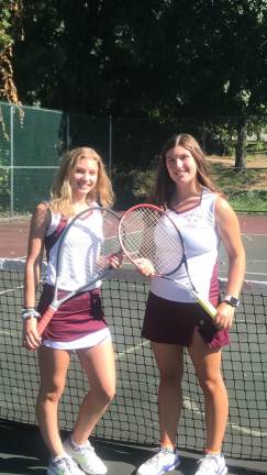 Eve Sylvester and Olivia Martin serve as Newton's senior captains of the girls' tennis team.