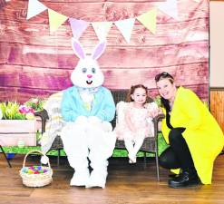 Kristin Nagy and her daughter Addy of Branchville pose with the Easter Bunny at the breakfast hosted by Branchville Hose Company #1 on Sunday, March 3. (Photo by Maria Kovic)