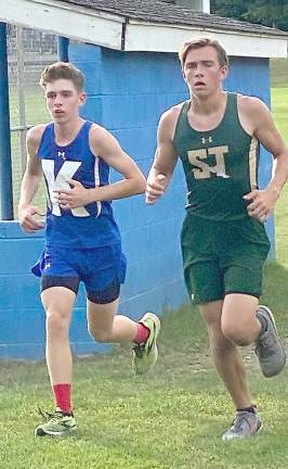 Kittatinny junior Jamie Whitby battles in a duel meet (Photo by Laurie Gordon)