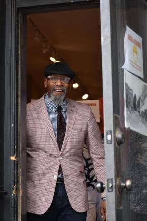 Bob Maxwell, co-owner of Style Counsel in Warwick, N.Y., which has been doing brisk business since retail stores were allowed to reopen with safety measures. (He took his mask off momentarily for the photo.) (Photo by Becca Tucker)