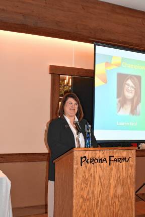 Chamber honors women Lauren Krol of Thorlabs receives the Championship Change Award.