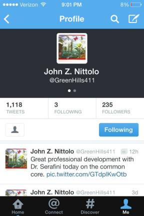 Twitter at Green Hills School Green Hills School goes high tech by using the social media site, Twitter, to share school news.