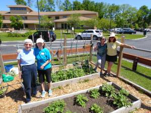Volunteers Mary Spector, Marie Wilson, Claudia Kunath and Anita Schweizer are among the many seasoned gardeners who design and maintain the community gardens at Project Self-Sufficiency (PSS).