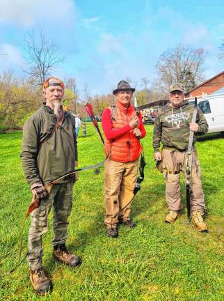 BOW3 Andrew Harley of Pennsylvania, Roberto Ferrando of Jersey City and John Cluzel of Mahwah take part in the Bow Shoot.