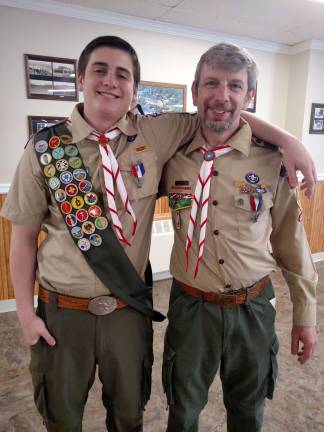 Eagle Scouts Michael Serpoice, left, and his father Gerard Serpico, from Boy Scout troop 151 of Byram.
