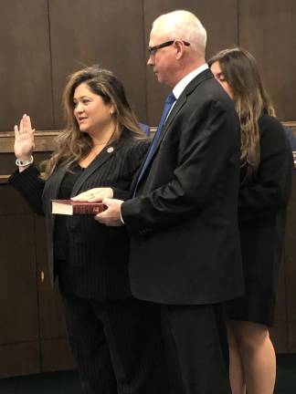 Helen Le Frois is sworn in as deputy mayor.