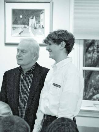 County-wide contest names best in verse Sparta Mayor Jerry Murphy, left, and first place seventh grader Caleb MacGray of Andover, of Northwest Christian School.