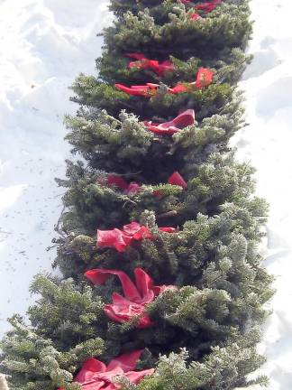 Wreaths await placement on veterans’ graves in Glenwood Cemetery (Photo by Janet Redyke)