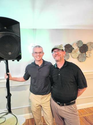 DJs Matt Thomson and John Cummins of Monteray Entertainment in Stanhope entertained at the wine tasting.