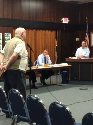 Photo by Gretchen van Nuys Retired Byram Police Chief &quot;Skip&quot; Danielson address the township council at Tuesday's meeting.