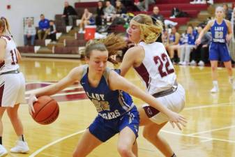 Kittatinny's Maddie Beyer handles the ball in the second quarter. Beyer scored 5 points.