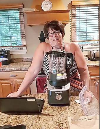 Vernon Chamber Relief Market helps local businesses through crisis Liane Herman, sales consultant at the Pampered Chef in Highland Lakes, gives a demonstration on the Vernon Chamber Relief Market Facebook page.