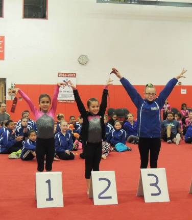 Giant Gymnastics Xcel teams power through first meet Hannah Lounsbury of Milford, PA placed 3rd on vault