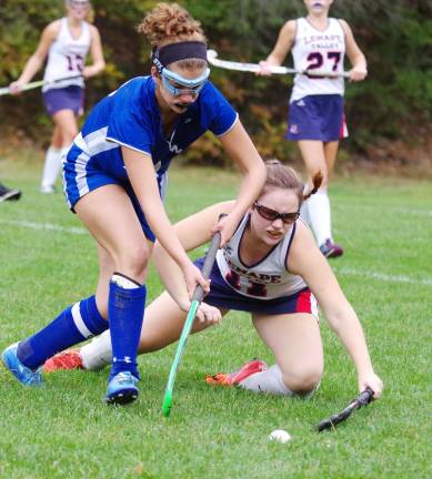 Kittatinny outlasts Lenape Valley in OT Kittatinny's Sam Kately and Lenape Valley's Bailey Connery in pursuit of the ball.