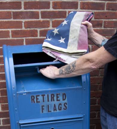 Celebrating Flag Day A retired flag drop box at the Sparta VFW, 66 Main Street in Sparta.