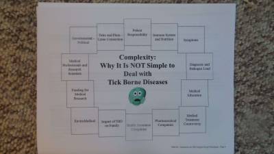 Mikki Weiss showed a chart demonstrating the complexity of tick-borne disease (Photo by Frances Ruth Harris)