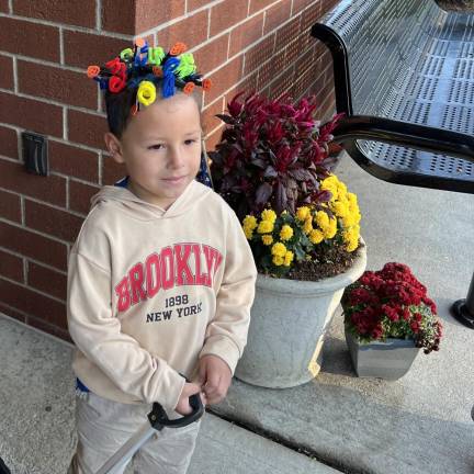 Kindergartner Ian Perez is dressed for crazy hair day Oct. 4, part of the Week of Respect at Valley Road School. (Photo by Nick Lalama)