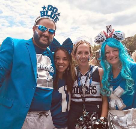 From left to right: Josh Reed, Tara Jones, Mary Houghtaling, Melissa Fischer at the Kittatinny Regional High School pep rally. Teachers were asked to wear school colors to show their school spirit along with students.