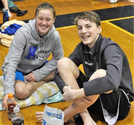 Eating trail mix in the meantime at last weekend's swim meet.