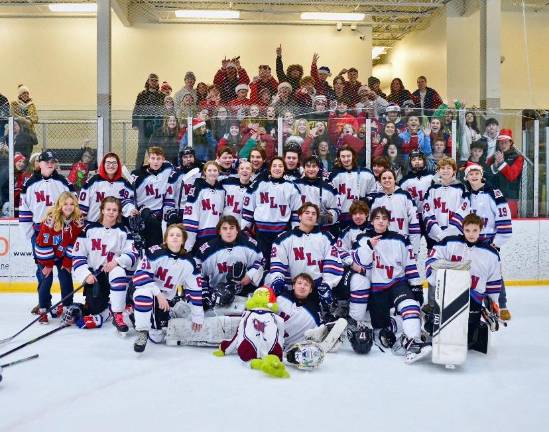 The Newton-Lenape Valley (NLV) ice hockey team defeated Vernon, 8-4, on Saturday night, Dec. 30 to win the Sussex Cup title. (Photo provided)