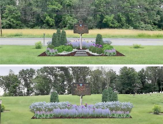 Snufftown Garden Club to raise funds for Blue Star Memorial Highway Marker Renderings of what the Blue Star Memorial Highway Marker may look like as positioned at the Northern New Jersey Veterans Cemetery.
