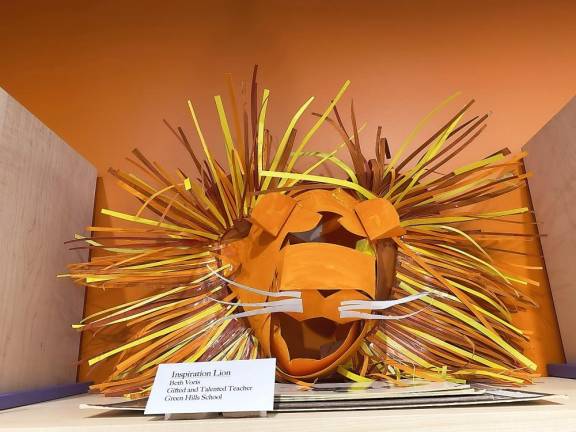 Green Hills School students’ masks on display at the Morris Museum Inspiration Lion, Beth Voris, gifted and talented teacher Green Hills School (Photo provided)