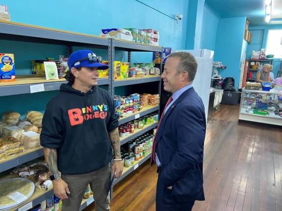 U.S. Rep. Josh Gottheimer visits Benny’s Bodega in Newton.