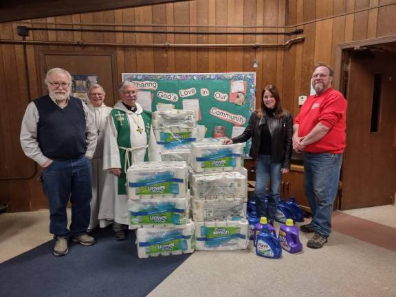 The Sussex Elks Club donated a large number of items to a local food bank, Grace’s Pantry on George Labance Lane in Franklin, on Feb. 11. The Elks received a grant to purchase the items, and volunteers donated their time to shop and drop off the food at Prince of Peace Lutheran Church, 3320 Route 94, Hamburg. (Photos provided)