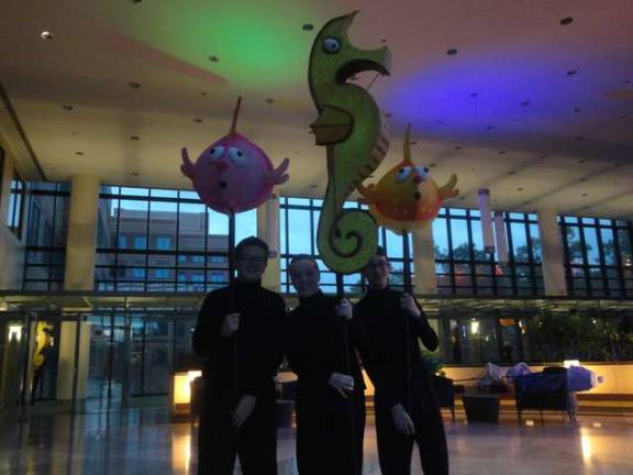 Harvest Fest raises funds for the Growing Stage Children's Theater Little Mermaid cast members Dalton Allison, of Byram, Grace Brizek, of Sparta, and Justin Watt, of Mansfield, greet guests at the event.