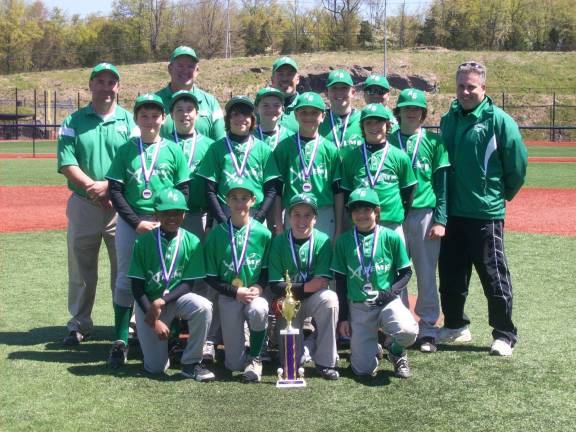 Andover-Green Xtreme excel in NY Front row, from left: Jaiden Elliott, Danny Titus, Zach Dole and Logan Sweeney. Second row: Michael Montella, Jake Tarabokija, Luke Young and Chase Cramer. Third row: Jake Heller, Edward Lynch, Rickey LaPola and Billy Carson. Back row: coaches Dave Young, Bob Dole, George Cramer, Dave Marotta and Mike Heller.
