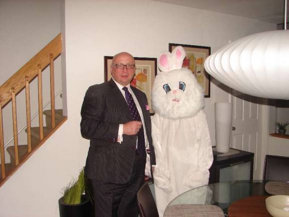 Photo provided Easter bunny with Sparta UNICO Easter Egg Hunt Chairperson Tom Cifelli.