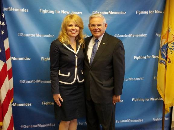 Local woman was invited by Senator Menendez to serve as screener Dr. Heidi Weber and Senator Bob Menendez.