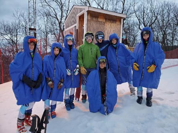 Sparta Ski wins again Sparta Ski Team at GS Race #3 (from left to right) Colin Kowalski, Jillian Stote, Cora Moriarty, Charlie Flint, Scott Wood, Emma Dyrsten, Connor McAndris &.(front row) Kanna Pasunuri.