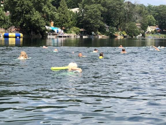 The swimmers begin the event. (Photo by Kathy Shwiff)