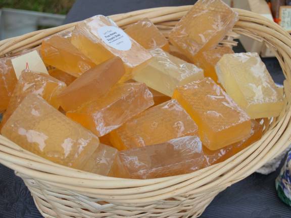 Gobs of garlic Lee's Bees organic soap made of honey. For more information visit etsy.com/shop/leesbeesnj.