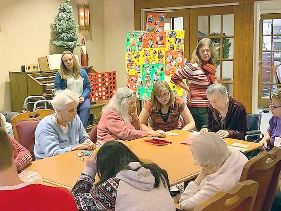 Students’ letters and Valentines charm Bristol Glen residents, military personnel Mrs. Carter’s students and Bristol Glen residents during a visit in 2019 (Photo provided)