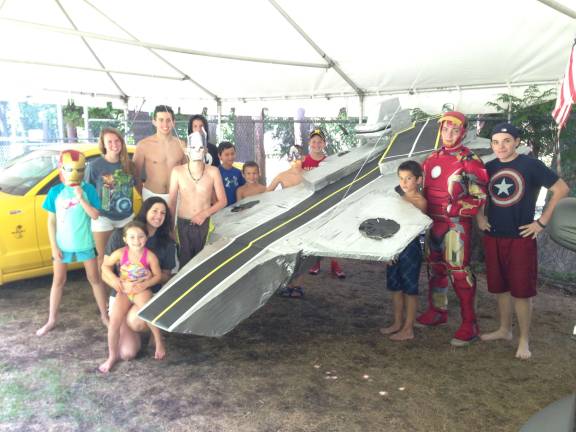 Fond memories of Lake Mohawk Pool SHIELD Helicarrier made by LMP Staff for the Marvel Day Celebration