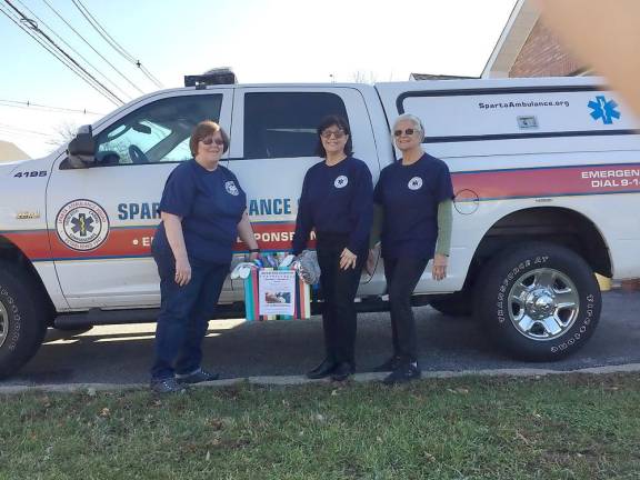 Sparta Ambulance Squad is collecting socks for Family Promise Pictured (from left) are associate members Janice Johnson, Arlene Kayne, and Renee Ferguson (Photo provided)