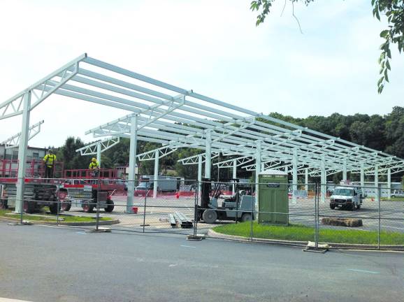 Kittatinny solar project to resume The canopy solar panel installation at the Merriam School in Newton in September 2012. Photo by Jennifer Jean Miller.