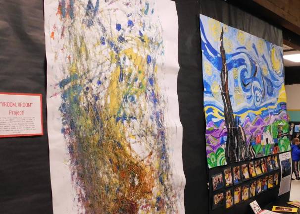 Preschoolers show off their art skills in annual gala Vroom, Vroom by the Our Savior Nursery Tiny Tots hangs next to an homage to Van Gogh, made by the school's Pre-K students, at their annual art gala held Thursday evening, Feb 27, 2020.