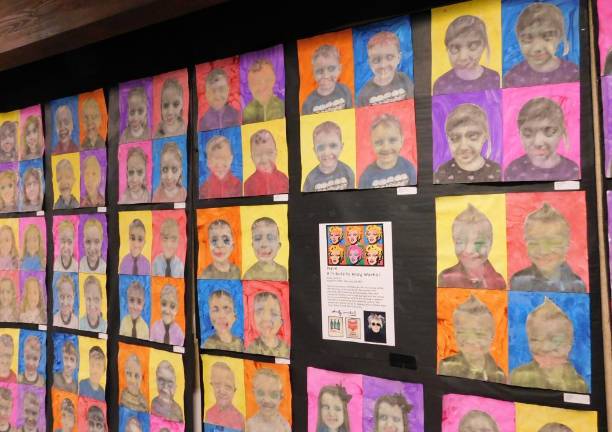 Preschoolers show off their art skills in annual gala Andy Warhol's signature style is on display in these self-portraits done by the Pre-K class at Our Savior Nursery School in Stanhope, exhibited here at the school's art gala on Thursday, Feb 27, 2020. 3- Artwork inspired by the storybook Mix It Up lines the aisle of the Lutheran Church of Our Savior during the Our Savior Nursery School art gala on Thursday, Feb 27, 2020. This work was created by the school's 3s Class for the event.