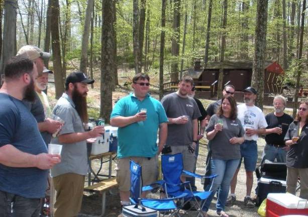 Homebrewers take their craft camping Members of MASH-NJ and SCUBA listen to MASH-NJ President Karl Weiss deliver a toast in honor of National Homebrew Day, Saturday, May 5, 2018 at the Great Divide Campground in Andover. It's estimated that 200,000 homebrew enthusiasts took part in the 1 p.m. EST synchronized toast nationwide.