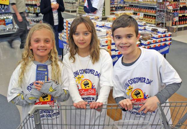 Young consumers at ShopRite of Byram Piper Torella, Amanda DeGeorge and Ethan Roes