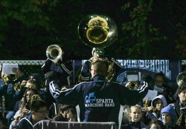 Sparta High School Marching Band keeps the crowd entertain and enthused.