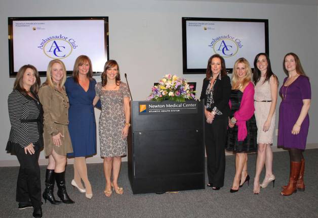 A goal and a team The Newton Medical Center Foundation’s Ambassadors’ Club leadership team, from right to left: Debra Masterson, Tracy Gibbins-Okeson, Dana Nolan, Dana Sabatino, Wendy Buccino, Kelly Sullivan, Joanne Dispenziere and Jacqueline Snellings.