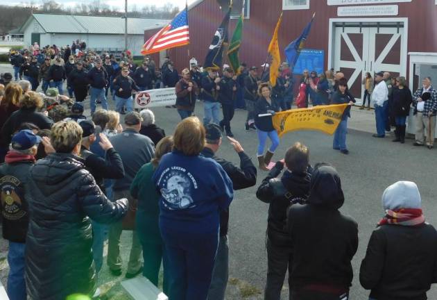 The Hopatcong High School Marching Chiefs bring a colorful performance to the Sussex County Fairgrounds on Sunday, Nov 3, 2019 for the 19th Annual Salute to Military Veterans.