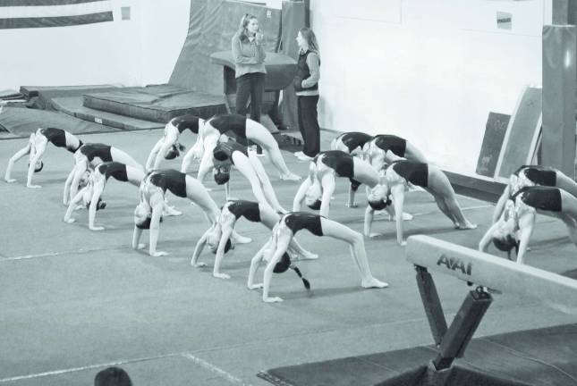 Sister gyms compete Gator Bowl brings out the best in gymnastic competitors Photo provided The Lafayette Gators during their warm up before the meet starts.