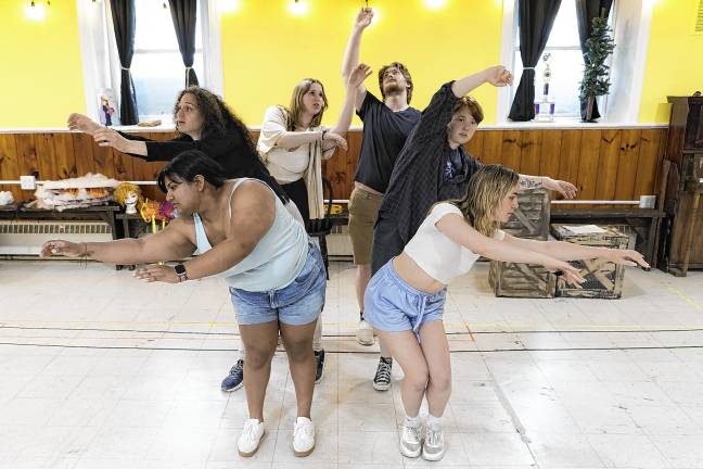 ‘Ride the Cyclone’ opens Friday <b>In front row are Maria Varela and Sabrina Smith. In middle row are Levi Kaplan Skolnik and Quinton Sheneman. In back row are Ella Simmons and Dominic Chiocchi. (Photos provided)</b>